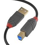 Lindy 3m USB 3.2 Cable. USB-A Male to USB-B 3.0 Male Type B, Monitor Upstream Cable, External Hard Drive, Scanner, Printer, Anthra Line, Black