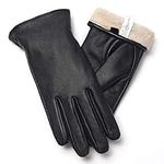 ROSYLINE Leather Gloves Women Warm Winter Driving Glove Hull-Hand Black M