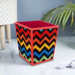 SEJ by Nisha Gupta Dustbin Wooden Dustbin For Bedroom | Open-Top Waste Dustbin 11.5L Open Dry Waste Dustbin For Home & Office | Garbage Bin Trash Can | Wooden Dustbin MDF Wood Fabric Design