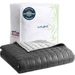YnM Exclusive Weighted Blanket, Cooling Bamboo & Cozy Velvet Dual-Sided, Smallest Compartments with Glass Beads, Ideal for One Person of 190lbs on Queen/King Bed (60x80 Inches, 20 Pounds, Light Grey)