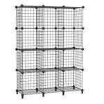 AWTATOS Cube Storage Unit, 12 Cube Wire Storage Shelves, Multifunctional DIY bookcases and Shelving Units Perfect for Office/Livingroom/kitchen/Bathroom, Black USCIH12BE