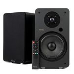 Roxel Onyx XL 120W Active Bookshelf Speakers, HiFi Stereo Wireless Speakers, BT 5.3, HDMI ARC, Optical, USB, RCA, Adjustable Bass/Treble, Full range 6.5" inch Bass Driver, 3 Metre Speaker Cable