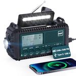 Mesqool 5000mAh Emergency DAB+/FM Radio with Rechargeable Battery, Solar Wind Up Charging, Torch, Reading Light & USB Power Bank, Portable for Camping, Hiking & Outdoor