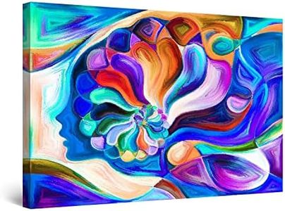 Startonight Canvas Wall Art Abstract - FACES Flower Power Painting - Framed 60 x 90 CM