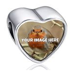 2Burned Personalised Stainless Steel 316 Love Heart Photo Charm Bead Gift Fit European bracelets