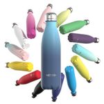 WATERSY Stainless Steel Insulated Water Bottle, Double Walled Metal Vacuum Flask Keep 24 Hrs Cold & 12 Hrs Hot Thermal Metal Sports Bottles 500ml BPA Free for Outdoor, Work, Gym, School (Deux Blue)