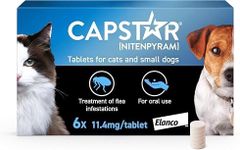 Capstar Flea Tablets, Fast Acting Flea Treatment For Cats & Small Dogs (1kg - 11kg), 6 x 11.4 mg Tablet, Starts Working In 15-30 Mins, Kills Adult Fleas In 6 Hours, Fuss Free Edible Tablets