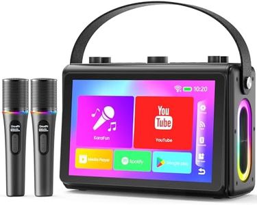 Verkstar Karaoke Machine for Adults, with Lyrics Display, 10.1" HD Screen, 2 Wireless Microphones, Portable Karaoke System Supports Lyric Sync/HDMI/USB/TF/Echo for Home Party Christmas