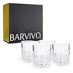 Barvivo Whiskey Glasses Set 4 Pcs - Premium Old Fashioned Glass Whiskey Gifts for Men - Crystal Bourbon Glasses for Liquor, Scotch, Bourbon - Ideal Gift Whiskey Glass Set (11 oz)