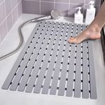 Eurotex Premium Shower Anti Slip Mat for Bathroom Floor, Striped Anti Skid, Stand up mat for Bath, Kitchen, Anti Bacterial (Grey, 1.5ft x 2ft) - Also Available in 5 Meter Roll