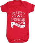 Hippowarehouse When I Grow Up I Want to be a Fireman Just Like My Daddy Baby Vest Bodysuit (Short Sleeve) Boys Girls Red