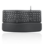 Perixx PERIBOARD-536B US, Wired Ergonomic Compact USB Keyboard - 16.34 x 5.71 x 1.61 inches Dimension - Build-in Number Pad - Detachable Wrist Rest - Silent Typing - Black