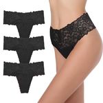 GAREDOB High Waist Retro Cotton Thong Pack of 6 Plus Size Panties for Women, 3 Pack a, M