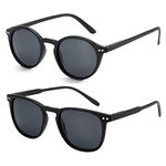 ZENOTTIC 2 Pack Polarised Sunglasses Womens Mens Retro Vintage Round and Square Sun Glasses with UV400 Protection Unisex