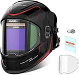 ANDELI Welding Helmet,3.94"X3.74" Large View Welding Helmet Auto Darkening True Color,Solar/Battery Power Welding Hood with 4 Arc Sensor,Cool Welding Mask DIN5-8/DIN9-13 for TIG MIG ARC (Red Cat)?-¡­