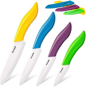 Updated Version Ceramic Knife Set 4-Piece Color with Sheaths (Includes 3" Paring Knife, 4" Fruit Knife, 5" Utility Knife, 6" Chef Knife) for Home Kitchen(Multicolour)