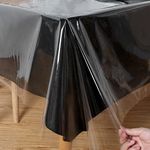 Obstal Clear Plastic Tablecloth 60 x 84 Inch, 100% Waterproof Oil-Proof Spill-Proof Vinyl PVC Table Cloth, Wipeable Rectangle Tablecloth Protector for Dining Table, Outdoor and Indoor Uses, Clear