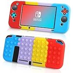 Aolcev Protective Case Compatible with Nintendo Switch Case Push Pop Bubble Silicone Anti Stress Toy for Kids Adults Soft Shell Shock-Absorption & Anti-Scratch Case Cover for Nintendo Switch 6.2 inch