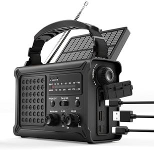 Upgraded Emergency Weather Radio - Hand Crank & Solar Powered, NOAA/AM/FM Radio with Weather Alert, Portable USB Charger, Flashlight, Reading Lamp, SOS for Home Emergency Kit, Camping & Outdoor Black