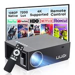 UUO Native 1080P Projector 6000 Lux Led Projector,Support 4K HD Video 300 inches, Digital Keystone,Compatible with TV Stick,PS4,X-Box,Laptop,iPhone Android for Home Theater (Brushed Silver)