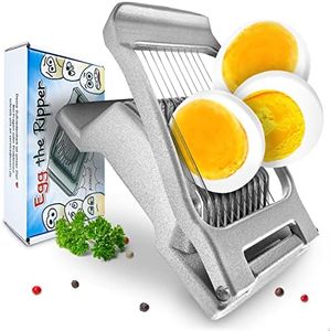 Egg the Ripper® Eierschneider Edelstahl - Eiertrenner aus Aluminium + rostfreien Edelstahl-Drähten - Eierharfe für perfekte Scheiben Inkl: Gratis e-Book mit Eier-Rezepten (Eitrenner, Erdbeerschneider)