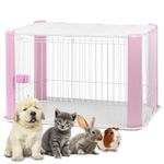 Iris Ohyama Dog Pen with Lockable Door, H60cm, Pink, Detachable Roof, Plastic, Puppy Enclosure, For Rabbit Run, Indoors, Outdoors, Playpen for Dogs, Cats, Rodents, Pets, Dog Fence, Kennel, CLS-960