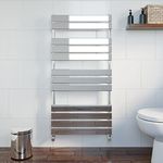 Bathroom Heated Towel Rail Radiator Wall Mounted Flat Panel Chrome Ladder 1200 x 600mm