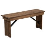 Flash Furniture Hercules Series 40" x 12" Solid Pine Folding Farm Bench, Wood, Antique Rustic, Set of 1