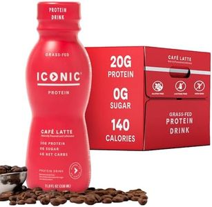 Iconic Protein Drinks, Café Latte (12 Pack) - Sugar Free & Low Carb - 20g Protein + 100mg Caffeine - Lactose Free, Gluten Free - Keto Friendly Protein Coffee