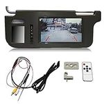 Fupeen 7Inch Black Car Left Sun Visor Rear View Mirror Screen LCD Monitor 2 Channel Video Replacement