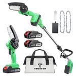 Tegatok Cordless Pole Saw & Mini Chainsaw, 2-in-1 Electric Pole Saw with 2 Batteries and 2 Chains, Pole Saw Battery Powered with 5.5ft Extension Rod, Multifunctional Pole Saws for Tree Trimming