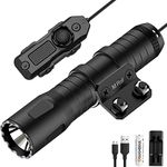 TOUGHSOUL Mlok Picatinny Tactical Flashlight 1250 Lumens, Rechargeable Flashlight with Remote Pressure Switch LED Light with Rechargeable Batteries and Charger Included (Mlok Mounted)