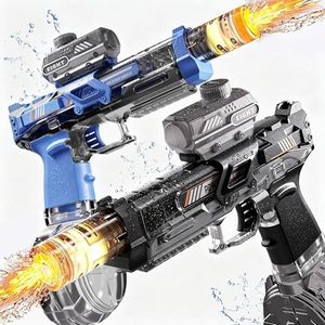 2 Pack Water Gun for Kids Boys, Squirt Water Gun for Kids with LED Light & 25 FT Shooting Range, Large Capacity No Leak Water Guns, Summer Swimming Pool Beach Outdoor Water Fighting Parties Toys