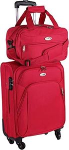 CABIN 5550 Set da 2 Valigie Trolley Leggero con Bagaglio a mano Borsone Piccolo Cabin Size – Trolley morbido con ruote girevoli 55x40x20 e Bagaglio a Mano 40x25x20
