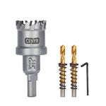 CENYB 1-1/4" (32mm) Tungsten Carbide Tipped Hole Saw with 2Pcs Titanium-Plated Pilot Drill Bits for Metal, Steel, Iron, Wood, Plastic