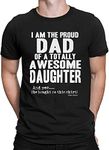 buzz shirts Proud DAD of an Awesome Daughter, Mens Organic Cotton T-Shirt Novelty Fathers Themed Black