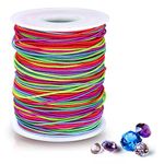 Alyvisun 1mm x 100m Rainbow Elastic String for Bracelets, Durable Bracelet String,Suitable for DIY Jewelry Making, Bracelets, Necklaces, Crafts, Decorations (Corloful)