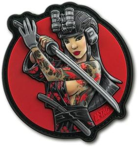 M-Tac Morale Patch Tactical Girl - PVC Tactical Military Patch with Hook Fastener Backing - Patches for Vest, Backpacks, Hats (Fountain Black)