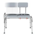 Sliding Shower Chair tub Transfer Bench, Shower Bench with Non Slip Aluminum Body, Shower Chair for Inside Shower Adjustable Height and Safety Belt, Up to 400Lbs, Shower Safety for Seniors, Handicap