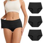 RFOGJV Period Pants for Women Heavy Flow High Waist Leakproof Menstrual Period Underwear Mesh Breathable Extra Protective Postpartum Panties Pack of 3,Black,M