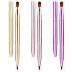 3 Pack Lip Brush for Lipstick, Retractable Lip Brush, Double-Ended Lip Makeup Brushes, Trave Lip Makeup Brush Set for Lipstick Lip Gloss