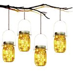 SUNNOW Solar Garden Lights - 4 Pack Solar Mason Jar Lights Garden Hanging Lantern 30 LED Waterproof Solar String Decorative Lights Indoor/Outdoor Lighting for Courtyard Wedding Party Christmas