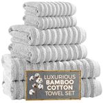 Towelogy® Luxury Towel Bale Set | Premium Blend of 60% Bamboo and 40% Cotton | 2x Bath Towels, 2x Hand Towels, 2x Face Cloths | Super Soft, Quick Dry and Skin-Friendly Bathroom Towels (SIlver)