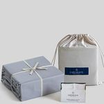 100% Organic Cotton Queen Light Gray Sheet Set- Percale Weave-4 Piece-300 Thread Count- GOTS Certified- Breathable Crisp Cool- Luxury Finish- Fits Upto 19" Deep Mattress Pockets- Environment Friendly