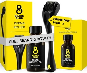 Beard Club Derma Roller & Beard Growth Oil - Microneedling Roller with 540 Titanium Coated Microneedles & Cedar, Sandalwood Beard Oil