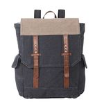 Mona B Cotton Canvas Backpack for Office, School, College for Men and Women with Two Outside Pockets, Stylish Design (Navy)