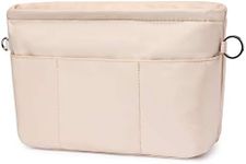 VANCORE Purse Organizer Insert with 13 Pockets, Zippered Top Insert for Handbag and Tote Bag, Inside Shaper with Zipper (Beige, Small)