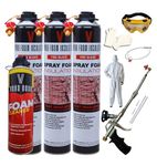 Vega Foam Fire Block Spray Foam Insulation Kit. Closed Cell Foam Thermal and Sound Insulation. (3 Cans + All Accessories)