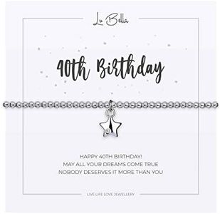 Lu Bella Silver Happy Birthday Charm Bracelet - Womens Stackable Jewellery - Special Best Friend Birthday Bracelet - Adjustable Stretchy Silver String Present Jewellery with Charm and Gift Bag from,