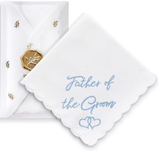 W&F GIFT Wedding Handkerchief - 12" x 12" - Something Blue for Bride on Wedding Day - Mother of The Bride Gifts, Bridal Wedding Hankie – Father of The Groom Gifts from Bride - GOL